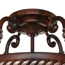 Bercello Estates 15 in. 2-Light Volterra Bronze Semi-Flush Mount with Etched Glass Shade by Hampton Bay -Hampton Bay Sales volterra bronze w silver accents hampton bay flush mount lights 08060 1f 1000