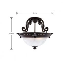 Bercello Estates 15 in. 2-Light Volterra Bronze Semi-Flush Mount with Etched Glass Shade by Hampton Bay -Hampton Bay Sales volterra bronze w silver accents hampton bay flush mount lights 08060 a0 1000