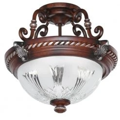 Bercello Estates 15 in. 2-Light Volterra Bronze Semi-Flush Mount with Etched Glass Shade by Hampton Bay -Hampton Bay Sales volterra bronze w silver accents hampton bay flush mount lights 08060 d4 1000