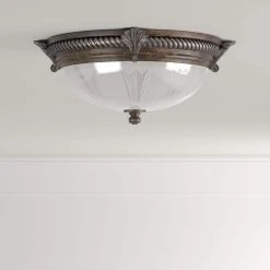 Bercello Estates 15 in. 2-Light Volterra Bronze Flush Mount with Etched Glass Shade by Hampton Bay -Hampton Bay Sales volterra bronze with silver accents hampton bay flush mount lights 08058 1d 1000