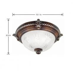 Bercello Estates 15 in. 2-Light Volterra Bronze Flush Mount with Etched Glass Shade by Hampton Bay -Hampton Bay Sales volterra bronze with silver accents hampton bay flush mount lights 08058 40 1000