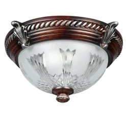 Bercello Estates 15 in. 2-Light Volterra Bronze Flush Mount with Etched Glass Shade by Hampton Bay -Hampton Bay Sales volterra bronze with silver accents hampton bay flush mount lights 08058 4f 1000