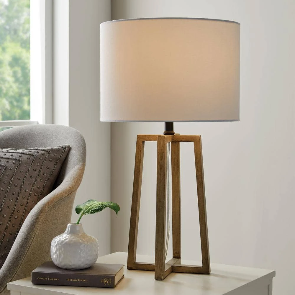 Woodbine 23.5 in. Walnut Wood Table Lamp by Hampton Bay 2 Woodbine 23.5 in. Walnut Wood Table Lamp by Hampton Bay - Image 2