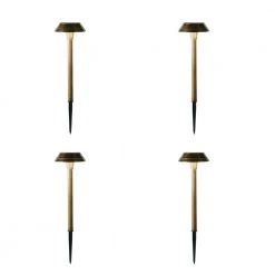 15 Lumens Solar Warm Brass LED Landscape Pathway Light (4-Pack) by Hampton Bay