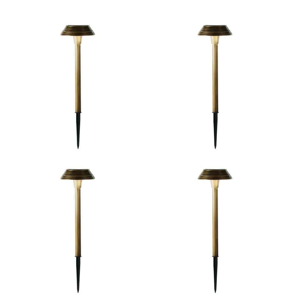 15 Lumens Solar Warm Brass LED Landscape Pathway Light (4-Pack) by Hampton Bay 1 15 Lumens Solar Warm Brass LED Landscape Pathway Light (4-Pack) by Hampton Bay