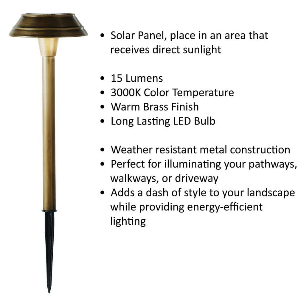 15 Lumens Solar Warm Brass LED Landscape Pathway Light (4-Pack) by Hampton Bay 4 15 Lumens Solar Warm Brass LED Landscape Pathway Light (4-Pack) by Hampton Bay - Image 4
