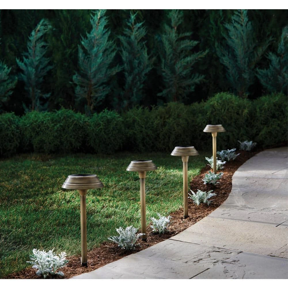 15 Lumens Solar Warm Brass LED Landscape Pathway Light (4-Pack) by Hampton Bay 2 15 Lumens Solar Warm Brass LED Landscape Pathway Light (4-Pack) by Hampton Bay - Image 2