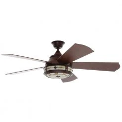 Savona 52 in. LED Weathered Bronze Ceiling Fan with Light and Remote Control by Hampton Bay
