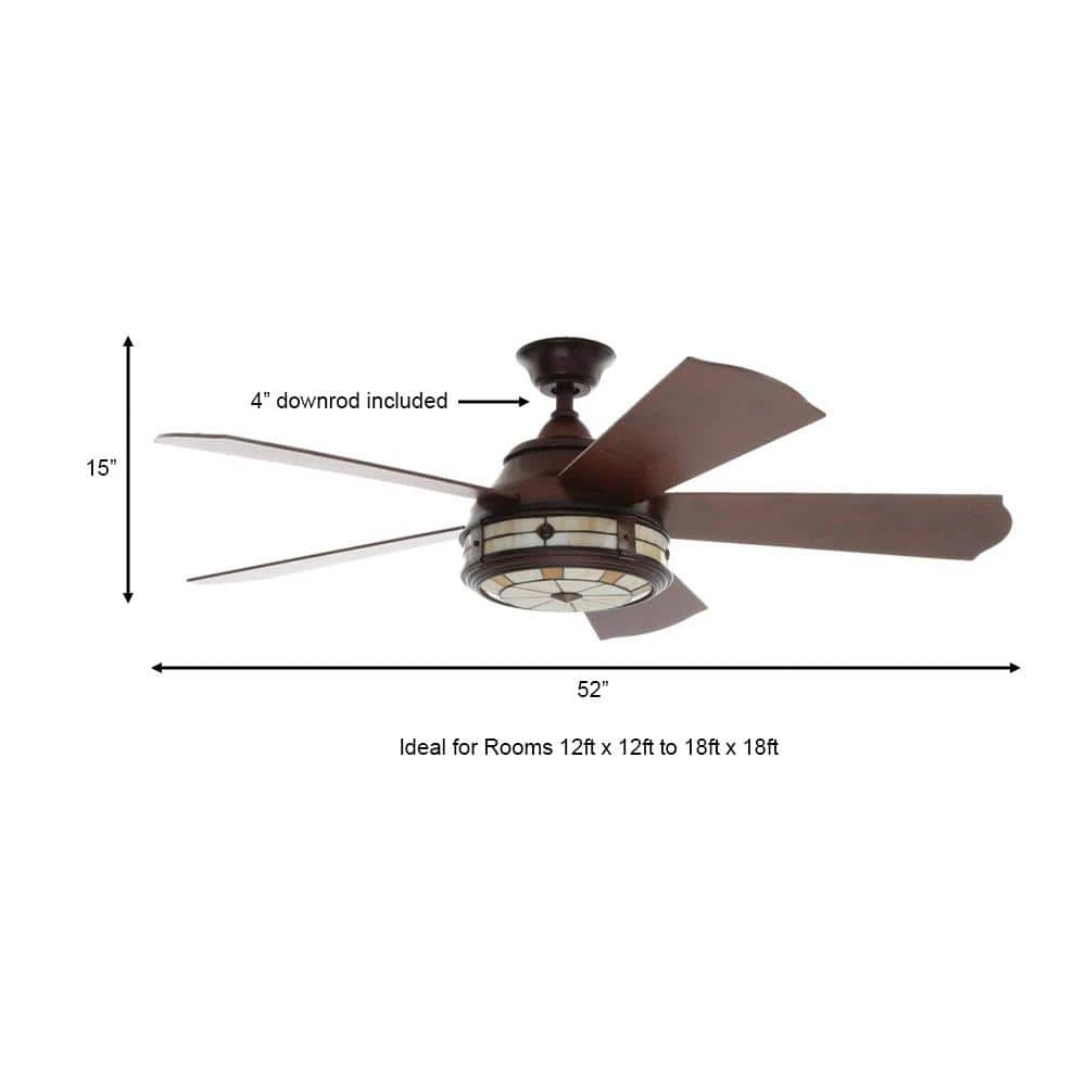 Savona 52 in. LED Weathered Bronze Ceiling Fan with Light and Remote Control by Hampton Bay 4 Savona 52 in. LED Weathered Bronze Ceiling Fan with Light and Remote Control by Hampton Bay - Image 4