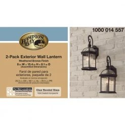 Wickford 1-Light Weathered Bronze Outdoor Wall Lantern Sconce (2-Pack) by Hampton Bay -Hampton Bay Sales weathered bronze hampton bay outdoor sconces 7072 2rt 1f 1000