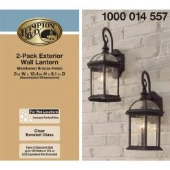 Wickford 1-Light Weathered Bronze Outdoor Wall Lantern Sconce (2-Pack) by Hampton Bay -Hampton Bay Sales weathered bronze hampton bay outdoor sconces 7072 2rt 4f 1000