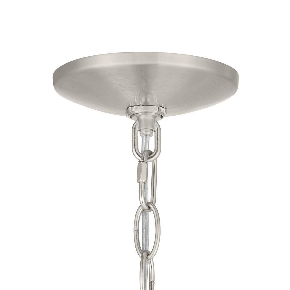 Adelaide 4-Light Weathered White Wood Bead with Brushed Nickel Chandelier by Hampton Bay 5 Adelaide 4-Light Weathered White Wood Bead with Brushed Nickel Chandelier by Hampton Bay - Image 5