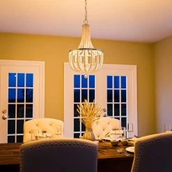 Adelaide 4-Light Weathered White Wood Bead with Brushed Nickel Chandelier by Hampton Bay 18 Adelaide 4-Light Weathered White Wood Bead with Brushed Nickel Chandelier by Hampton Bay -Hampton Bay Sales weathered white wood bead with brushed nickel hampton bay chandeliers hdp00705bn 1f 1000