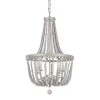 Adelaide 4-Light Weathered White Wood Bead with Brushed Nickel Chandelier by Hampton Bay