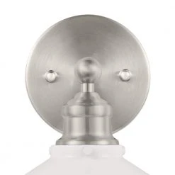 Glenhurst 1-Light White and Brushed Nickel Indoor Industrial Farmhouse Wall Sconce Light Fixture with Metal Shade by Hampton Bay -Hampton Bay Sales white and brushed nickel hampton bay vanity lighting 20511 wh bn 66 1000