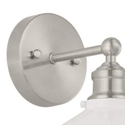 Glenhurst 1-Light White and Brushed Nickel Indoor Industrial Farmhouse Wall Sconce Light Fixture with Metal Shade by Hampton Bay -Hampton Bay Sales white and brushed nickel hampton bay vanity lighting 20511 wh bn a0 1000