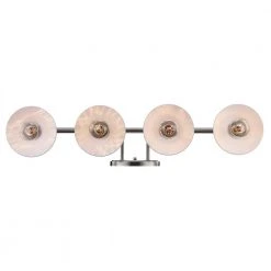 Glenhurst 4-Light White and Brushed Nickel Industrial Farmhouse Bathroom Vanity Light Fixture with Metal Shades by Hampton Bay -Hampton Bay Sales white and brushed nickel hampton bay vanity lighting 20514 wh bn 1f 1000
