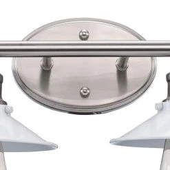 Glenhurst 4-Light White and Brushed Nickel Industrial Farmhouse Bathroom Vanity Light Fixture with Metal Shades by Hampton Bay -Hampton Bay Sales white and brushed nickel hampton bay vanity lighting 20514 wh bn 44 1000