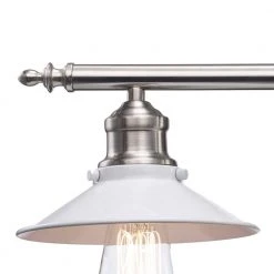 Glenhurst 4-Light White and Brushed Nickel Industrial Farmhouse Bathroom Vanity Light Fixture with Metal Shades by Hampton Bay -Hampton Bay Sales white and brushed nickel hampton bay vanity lighting 20514 wh bn 4f 1000