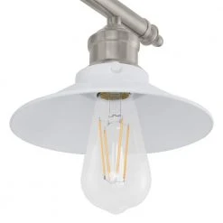 Glenhurst 2-Light White and Brushed Nickel Industrial Farmhouse Bathroom Vanity Light Fixture with Metal Shades by Hampton Bay -Hampton Bay Sales white and brushed nickel hampton bay vanity lighting hd 8002 wh bn 1d 1000