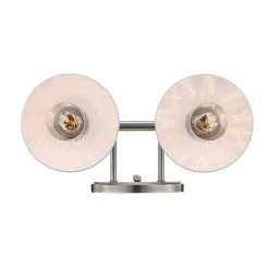 Glenhurst 2-Light White and Brushed Nickel Industrial Farmhouse Bathroom Vanity Light Fixture with Metal Shades by Hampton Bay -Hampton Bay Sales white and brushed nickel hampton bay vanity lighting hd 8002 wh bn 1f 1000