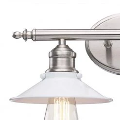 Glenhurst 2-Light White and Brushed Nickel Industrial Farmhouse Bathroom Vanity Light Fixture with Metal Shades by Hampton Bay -Hampton Bay Sales white and brushed nickel hampton bay vanity lighting hd 8002 wh bn 4f 1000