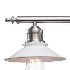 Glenhurst 3-Light White and Brushed Nickel Industrial Farmhouse Bathroom Vanity Light Fixture with Metal Shades by Hampton Bay -Hampton Bay Sales white and brushed nickel hampton bay vanity lighting hd 8003 wh bn 40 1000