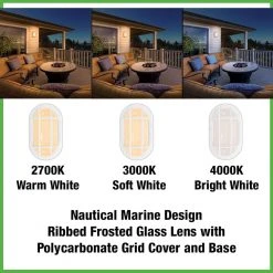 Nautical Oval White LED Outdoor Bulkhead Light Frosted Glass Lens Corrosion Weather Resistant Non-Metallic Base by Hampton Bay -Hampton Bay Sales white hampton bay bulkhead lights 504071010 1d 1000