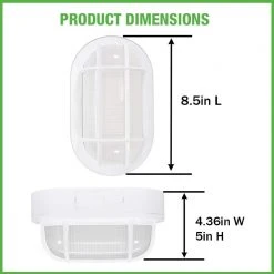 Nautical Oval White LED Outdoor Bulkhead Light Frosted Glass Lens Corrosion Weather Resistant Non-Metallic Base by Hampton Bay -Hampton Bay Sales white hampton bay bulkhead lights 504071010 a0 1000