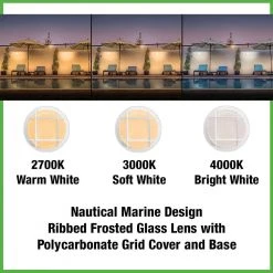 Nautical Round White LED Outdoor Bulkhead Light Frost Glass Lens Corrosion Weather Resistant Non-Metallic Base (4-Pack) by Hampton Bay -Hampton Bay Sales white hampton bay bulkhead lights 504081010 4pk 1d 1000