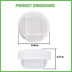 Nautical Round White LED Outdoor Bulkhead Light Frost Glass Lens Corrosion Weather Resistant Non-Metallic Base (4-Pack) by Hampton Bay -Hampton Bay Sales white hampton bay bulkhead lights 504081010 4pk a0 1000