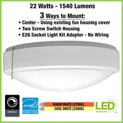 11 in. Warm and Bright White Light Universal LED Ceiling Fan Light Kit by Hampton Bay -Hampton Bay Sales white hampton bay ceiling fan light kits 53701101 40 1000