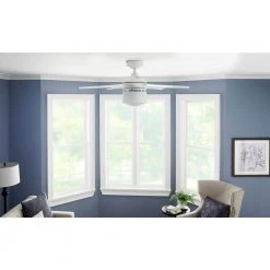 Air Filtering 48 in. Integrated LED Indoor White Ceiling Fan with Light Kit and Remote with Color Changing Technology by Hampton Bay -Hampton Bay Sales white hampton bay ceiling fans with lights fc120 carl 1f 1000