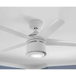 Air Filtering 48 in. Integrated LED Indoor White Ceiling Fan with Light Kit and Remote with Color Changing Technology by Hampton Bay -Hampton Bay Sales white hampton bay ceiling fans with lights fc120 carl 44 1000