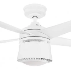 Air Filtering 48 in. Integrated LED Indoor White Ceiling Fan with Light Kit and Remote with Color Changing Technology by Hampton Bay -Hampton Bay Sales white hampton bay ceiling fans with lights fc120 carl 66 1000