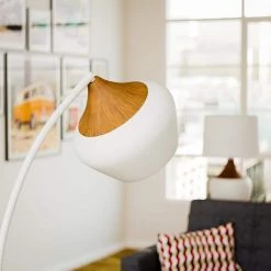 Turin 62 in. White and Wood Grain Floor Lamp by Hampton Bay -Hampton Bay Sales white hampton bay floor lamps hdp15139 31 1000