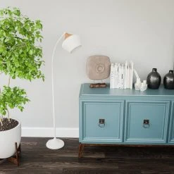 Turin 62 in. White and Wood Grain Floor Lamp by Hampton Bay -Hampton Bay Sales white hampton bay floor lamps hdp15139 4f 1000