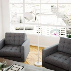 Turin 62 in. White and Wood Grain Floor Lamp by Hampton Bay -Hampton Bay Sales white hampton bay floor lamps hdp15139 fa 1000