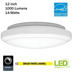 12 in. Round LED Flush Mount Light Pantry Laundry Closet Light 1000 Lumens Dimmable 4000K Bright White by Hampton Bay -Hampton Bay Sales white hampton bay flush mount lights 54074391 40 1000