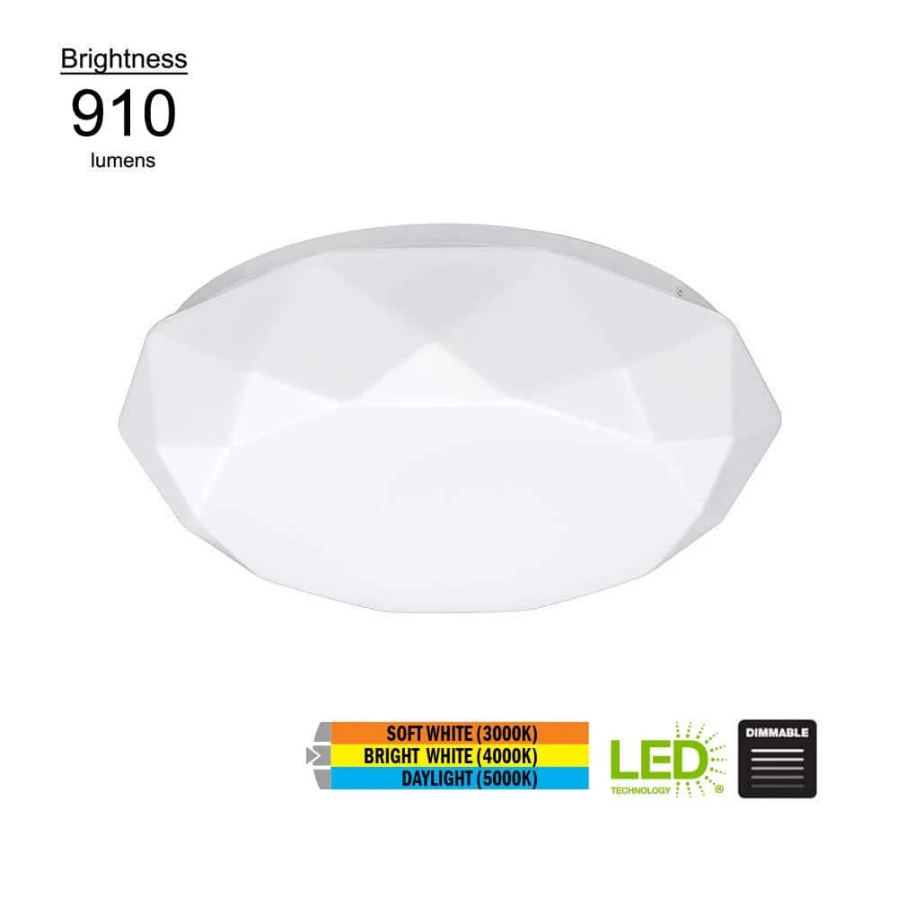 12 in. Diamond Design 3000K 4000K 5000K Selectable LED Flush Mount Ceiling Light 910 Lumens Dimmable Energy Star by Hampton Bay 2 12 in. Diamond Design 3000K 4000K 5000K Selectable LED Flush Mount Ceiling Light 910 Lumens Dimmable Energy Star by Hampton Bay - Image 2