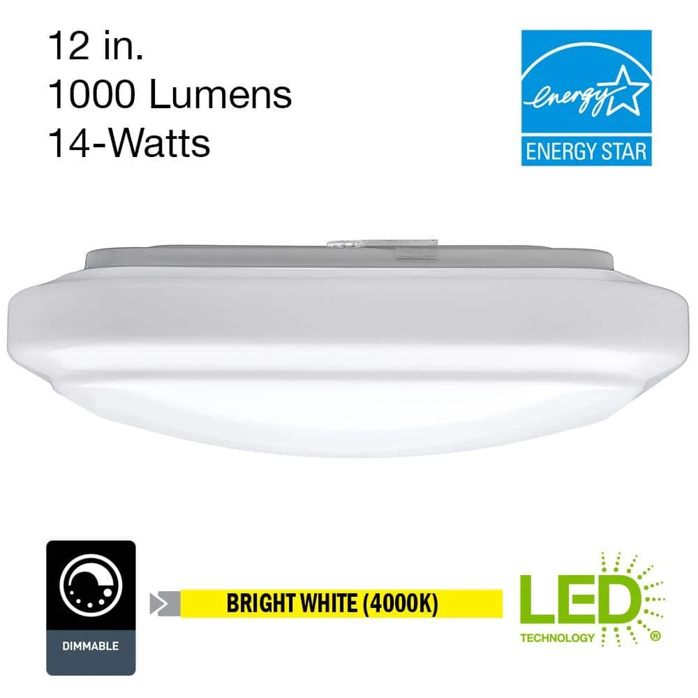 12 in. 14-Watt Square LED Flush Mount Ceiling Light 1000 Lumens 4000K Bright White Dimmable by Hampton Bay 2 12 in. 14-Watt Square LED Flush Mount Ceiling Light 1000 Lumens 4000K Bright White Dimmable by Hampton Bay - Image 2