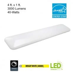 49 in. x 10 in Rectangular Light Fixture LED Flush Mount 3000 Lumen Smooth Acrylic Lens Kitchen Light Laundry Room Light by Hampton Bay -Hampton Bay Sales white hampton bay flush mount lights 54644141 40 1000