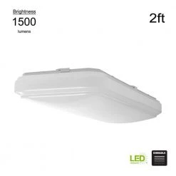 24 in. x 12 in. Kitchen Lighting Rectangular Light Fixture LED Flush Mount Dimmable 1500 Lumens Stepped Acrylic Lens by Hampton Bay -Hampton Bay Sales white hampton bay flush mount lights 54648141 1d 1000