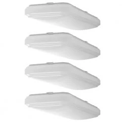 24 in. x 12 in. Classic Rectangle LED Flush Mount Ceiling Light 4000K Bright White 1500 Lumens Dimmable (4-Pack) by Hampton Bay