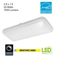 24 in. x 12 in. Classic Rectangle LED Flush Mount Ceiling Light 4000K Bright White 1500 Lumens Dimmable (4-Pack) by Hampton Bay -Hampton Bay Sales white hampton bay flush mount lights 54648141 4pk a0 1000