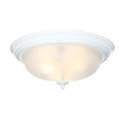 15 in. 3-Light White Dome Flush Mount with White Glass Shade by Hampton Bay