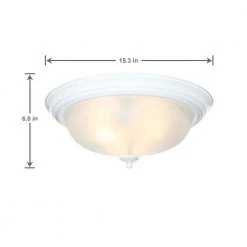 15 in. 3-Light White Dome Flush Mount with White Glass Shade by Hampton Bay -Hampton Bay Sales white hampton bay flush mount lights jo407h 76 1000