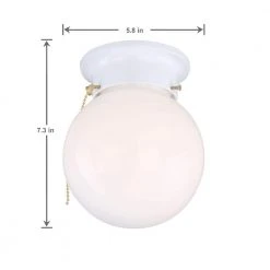 6 in. 1-Light White Globe LT Flush Mount with Pull Switch by Hampton Bay -Hampton Bay Sales white hampton bay flush mount lights rs1951201 4f 1000