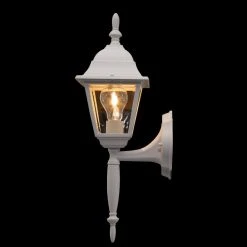 19.75 in. White 1-Light Outdoor Wall Lamp with Clear Beveled Glass Shade by Hampton Bay -Hampton Bay Sales white hampton bay outdoor sconces hb7023p 06 40 1000