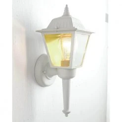 1-Light White Outdoor Wall Lantern Sconce by Hampton Bay -Hampton Bay Sales white hampton bay outdoor sconces hw 5004 1f 1000